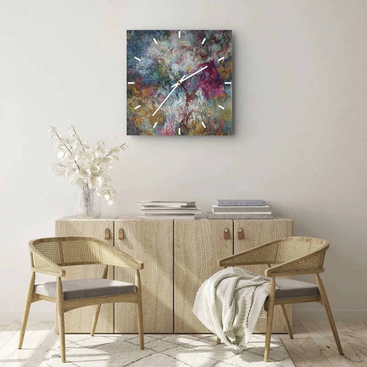 Nástěnné hodiny - V plném rozkvětu - 40x40 cm