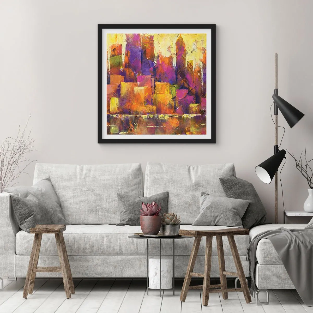 Plakát v černém rámu - Metropolitní kompozice - 40x40 cm