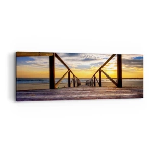 Obraz na plátně - Přímo na tichou pláž při západu slunce - 90x30 cm