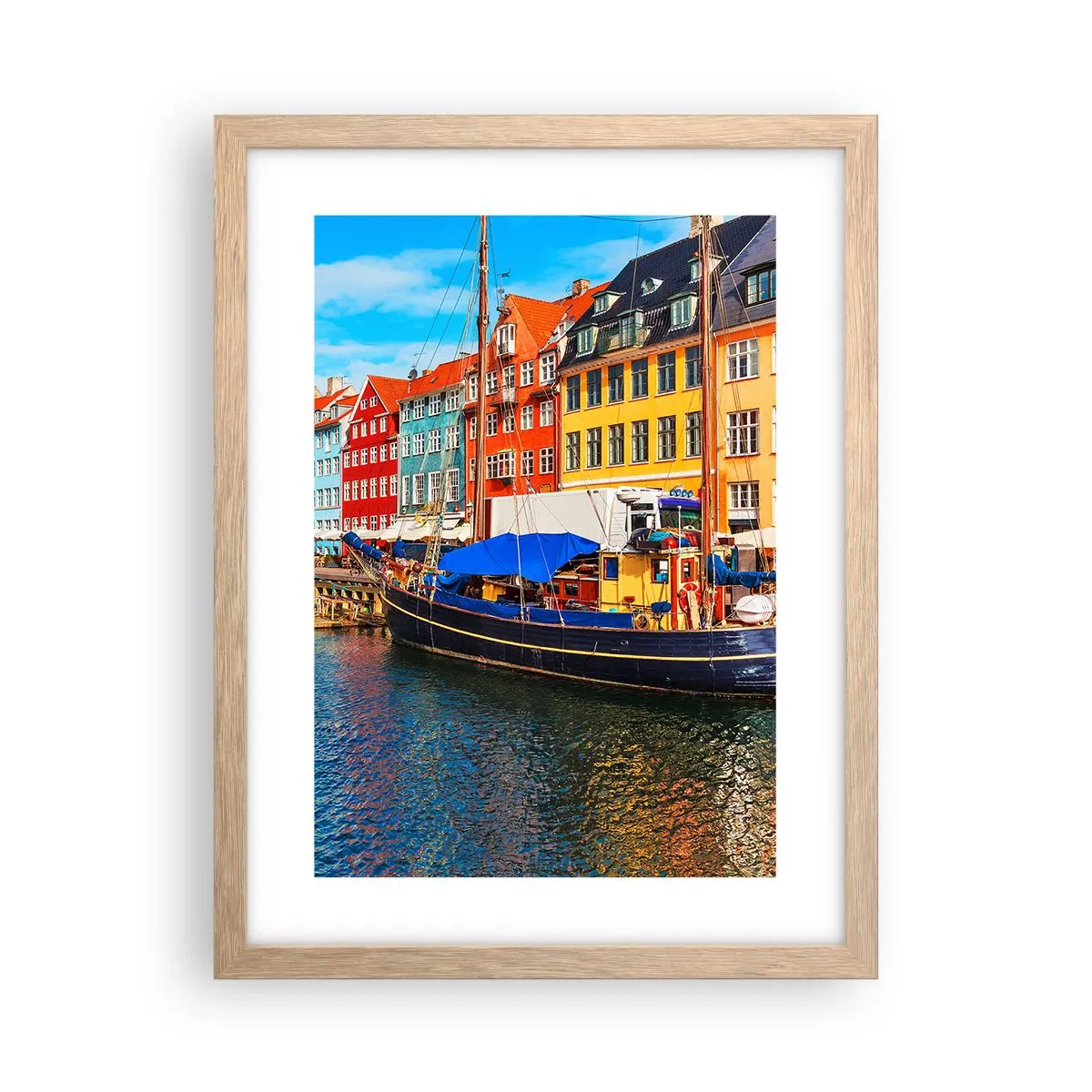 Plakát v rámu světlý dub - Radostné nábřeží - 30x40 cm