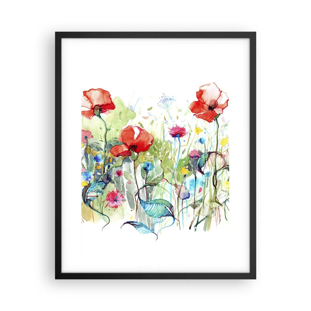 Plakát v černém rámu - Kvetoucí louka v květnu - 40x50 cm
