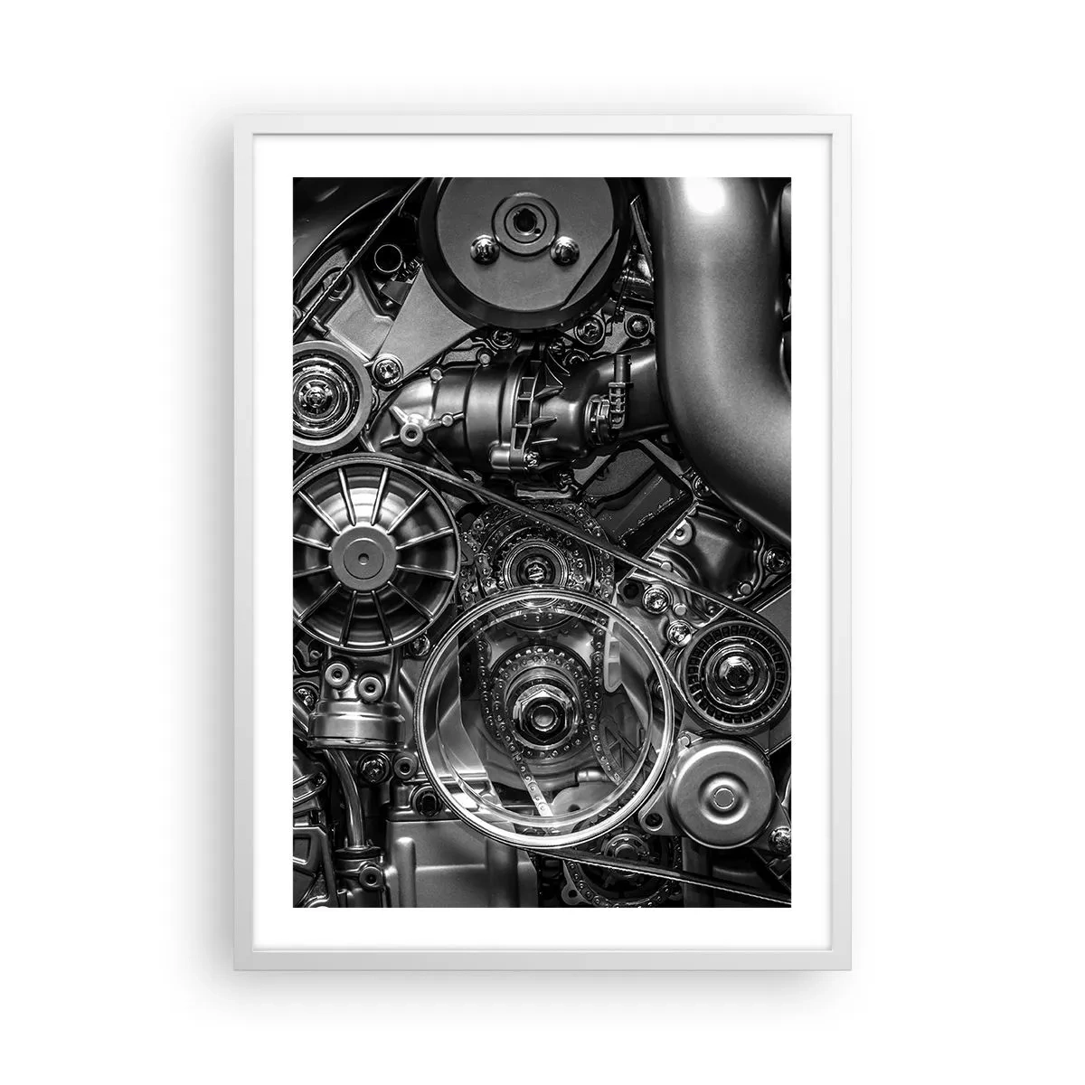 Plakát v bílém rámu - Poezie mechaniky - 50x70 cm
