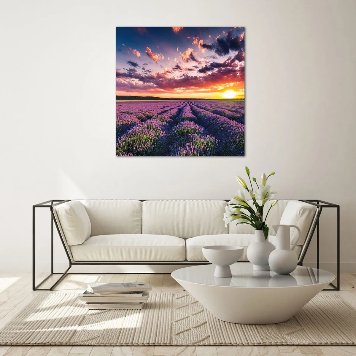 Obraz na skle - Levandulový svět - 60x60 cm