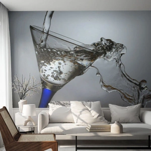 Fototapeta Premium Canvas - Křišťálová voda v křišťálovém skle - Sklenka, Koktejl, Gastronomie - 100x70 cm