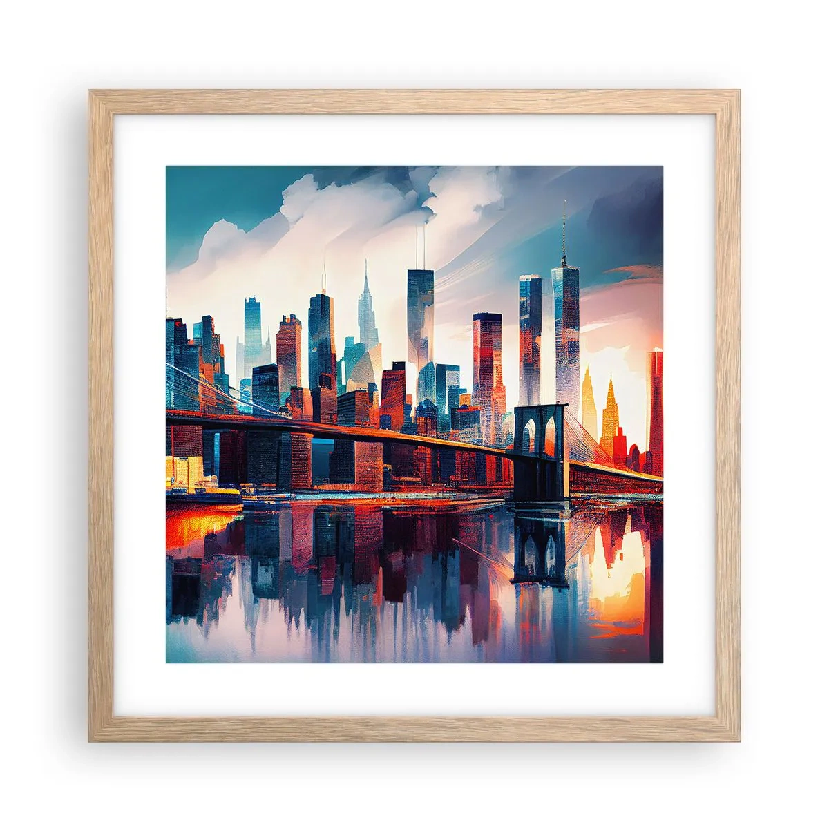 Plakát v rámu světlý dub - Famózní New York - 40x40 cm