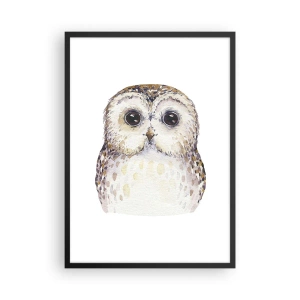 Plakát v černém rámu - Okouzlující akvarelový portrét sovy - 50x70cm - Podívej se mi do očí - Moderní nástěnná dekorace do obývacího pokoje a ložnice ARTTOR