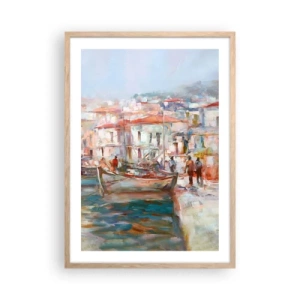 Plakát v rámu světlý dub - Pastelová dovolená - 50x70 cm