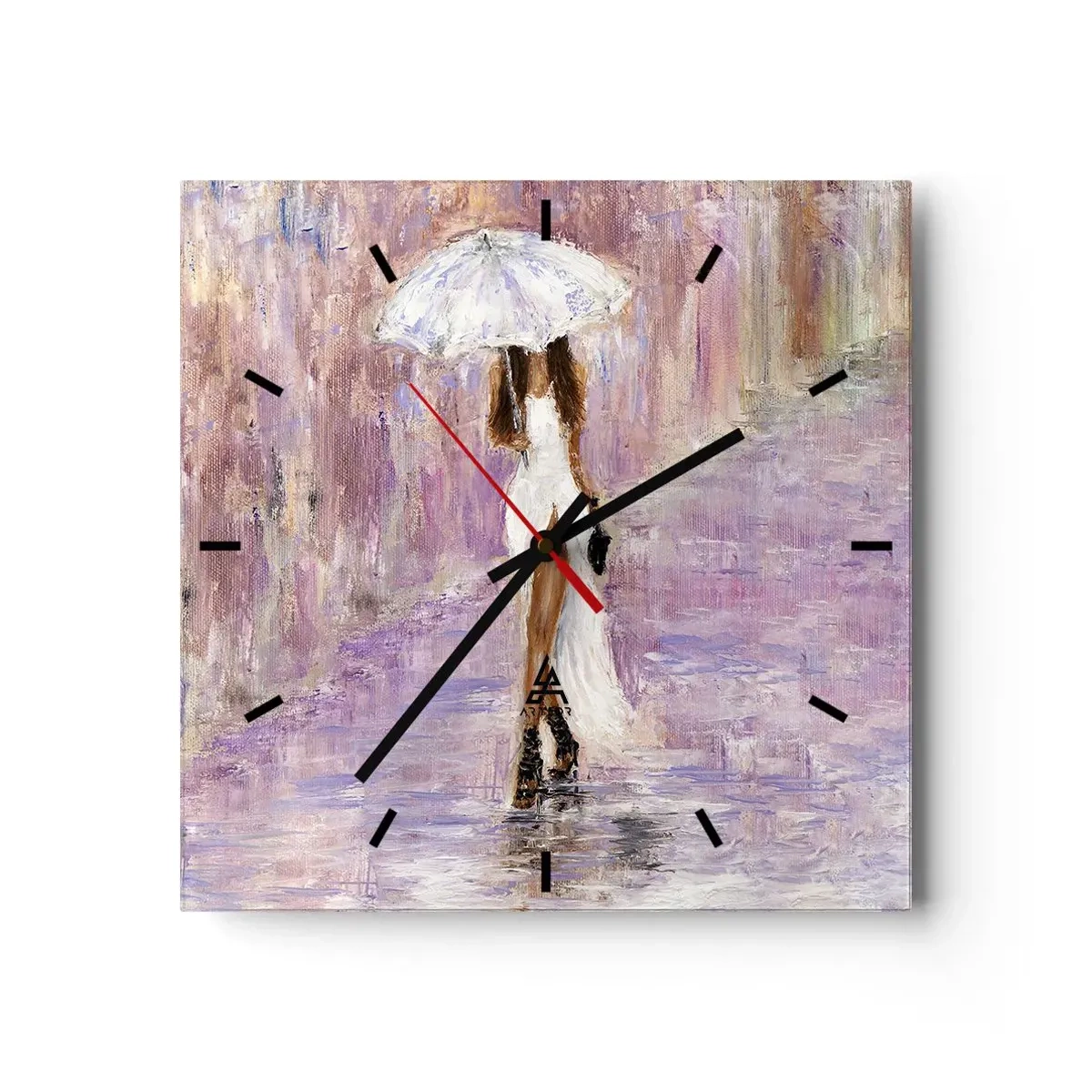 Nástěnné hodiny - V liliovém dešti - 30x30 cm