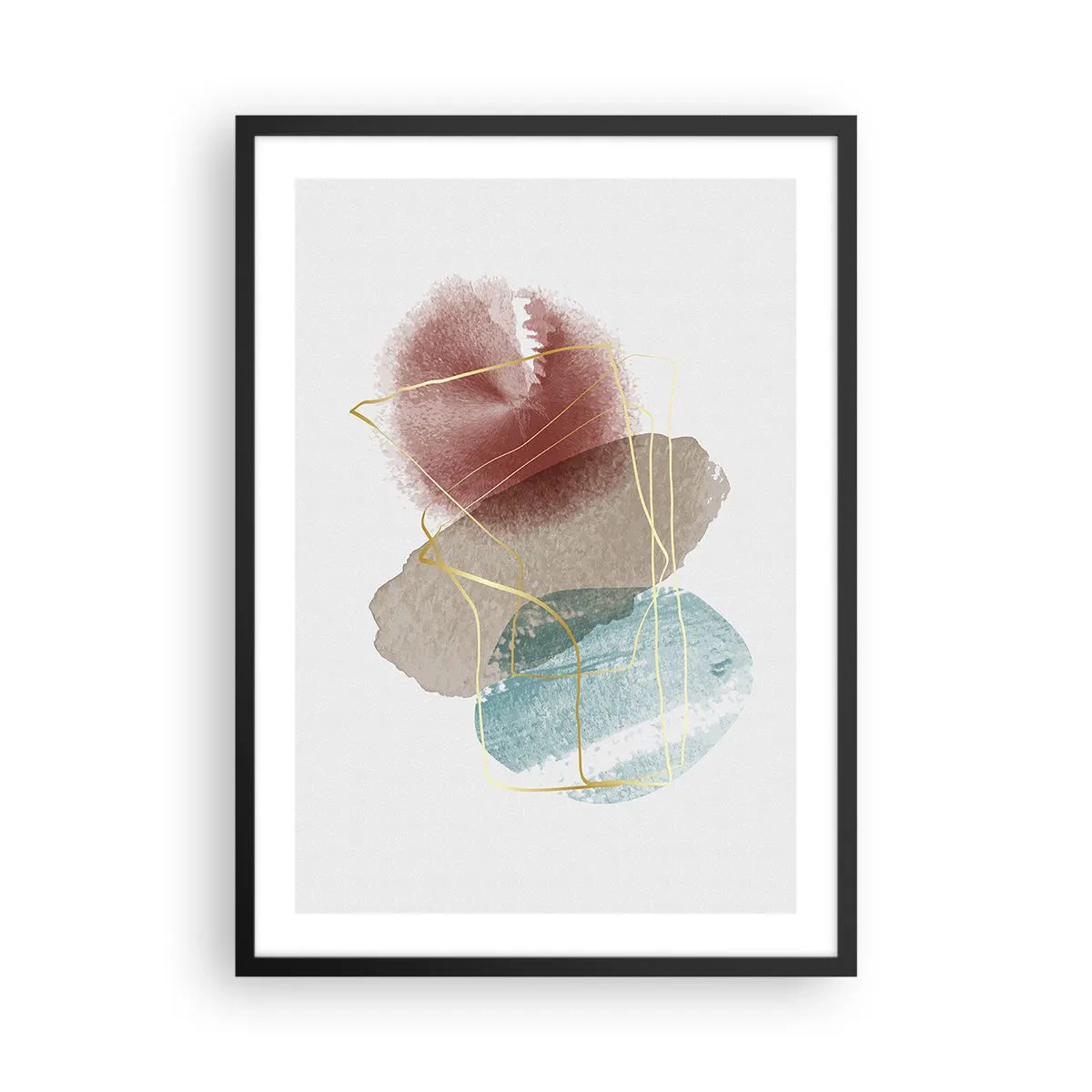 Plakát v černém rámu - Abstraktní kompozice v pastelových barvách - 50x70cm - Korálky prostoru - Moderní nástěnná dekorace do obývacího pokoje a ložnice ARTTOR