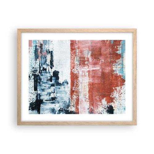 Plakát v rámu světlý dub - Abstraktní půl na půl - 50x40 cm