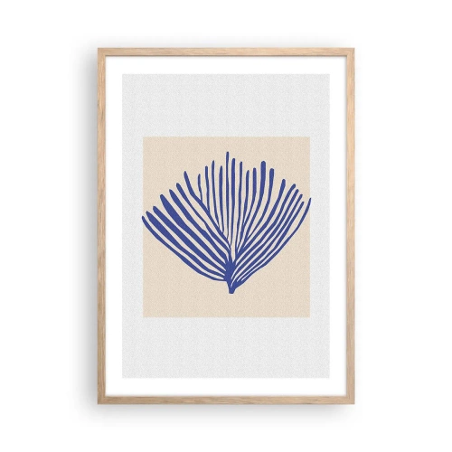 Plakát v rámu světlý dub - Modrý vějíř - 50x70 cm