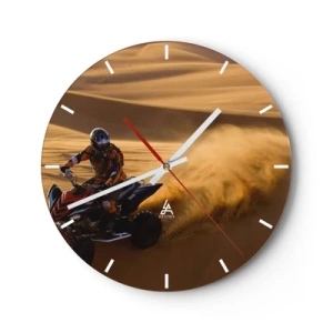 Nástěnné hodiny - Čtyřkolka v poušti v akci - 30x30cm - Na vlnách písku - Moderní nástěnná dekorace do obývacího pokoje, kuchyně a ložnice ARTTOR