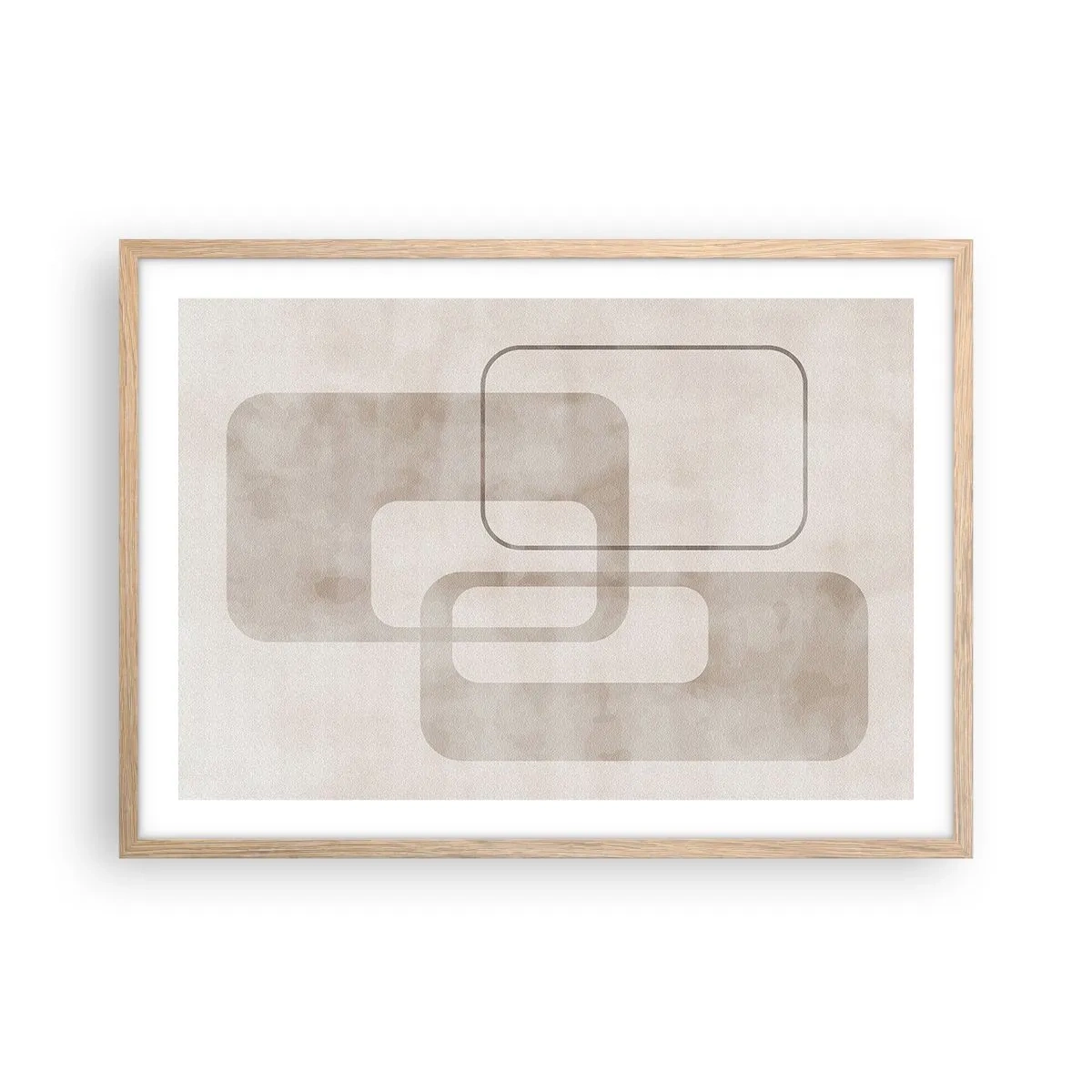 Plakát v rámu světlý dub - Geometrická fuga - 70x50 cm