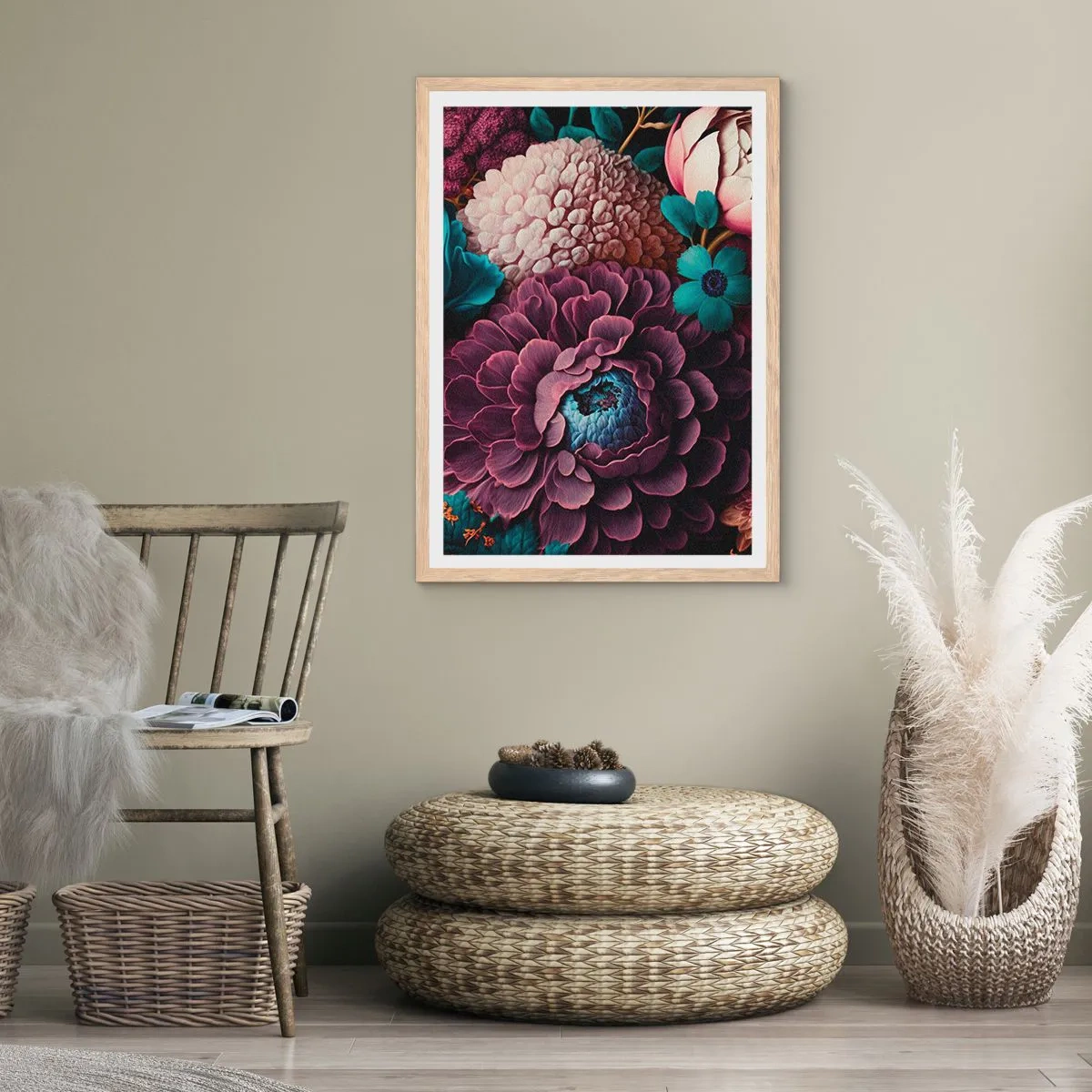 Plakát v rámu světlý dub - Úroda přírody - 70x100 cm
