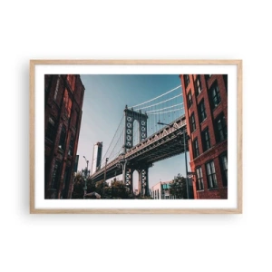 Plakát v rámu světlý dub - Nad vlnami města - 70x50 cm