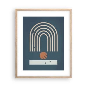 Plakát v rámu světlý dub - Geometrie v námořnické modři - 40x50 cm
