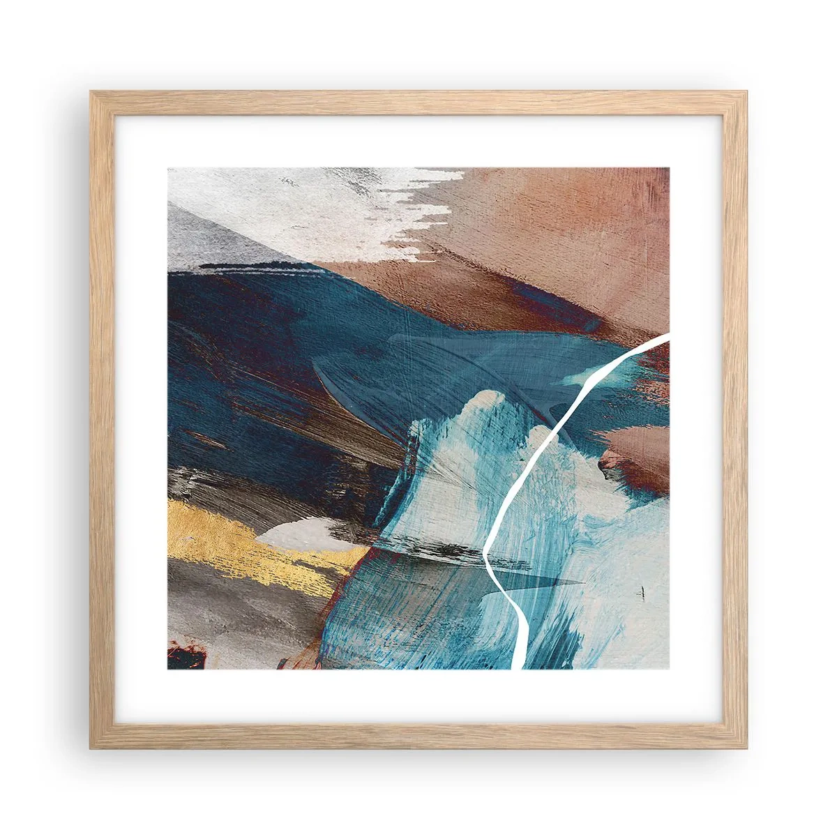 Plakát v rámu světlý dub - Na plno a s energií - 40x40 cm