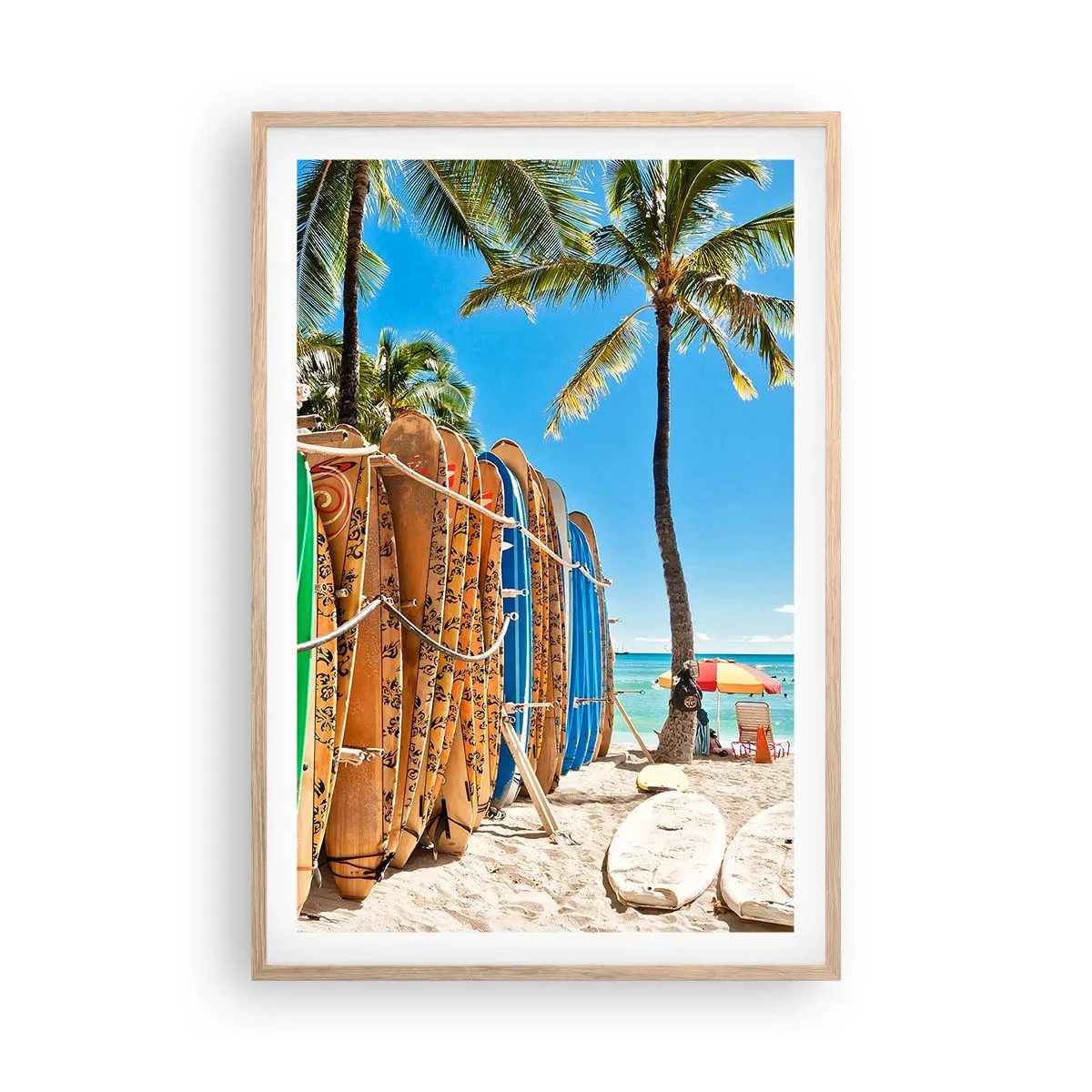 Plakát v rámu světlý dub - Slunečná zábava - 61x91 cm