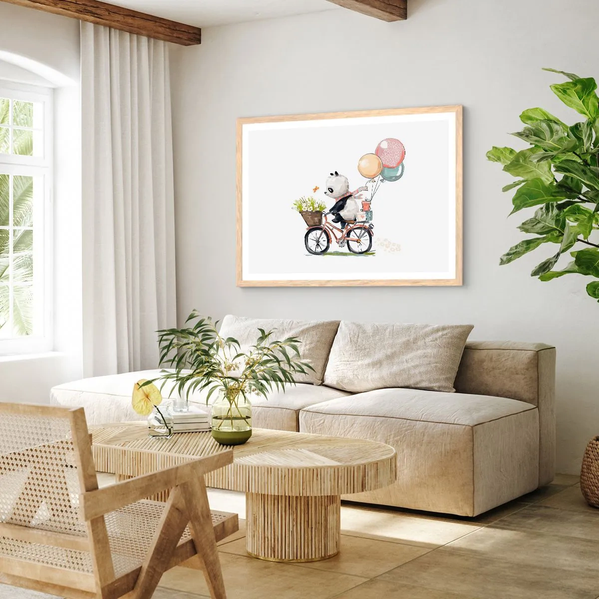 Plakát v rámu světlý dub - Šťastný den - 91x61 cm