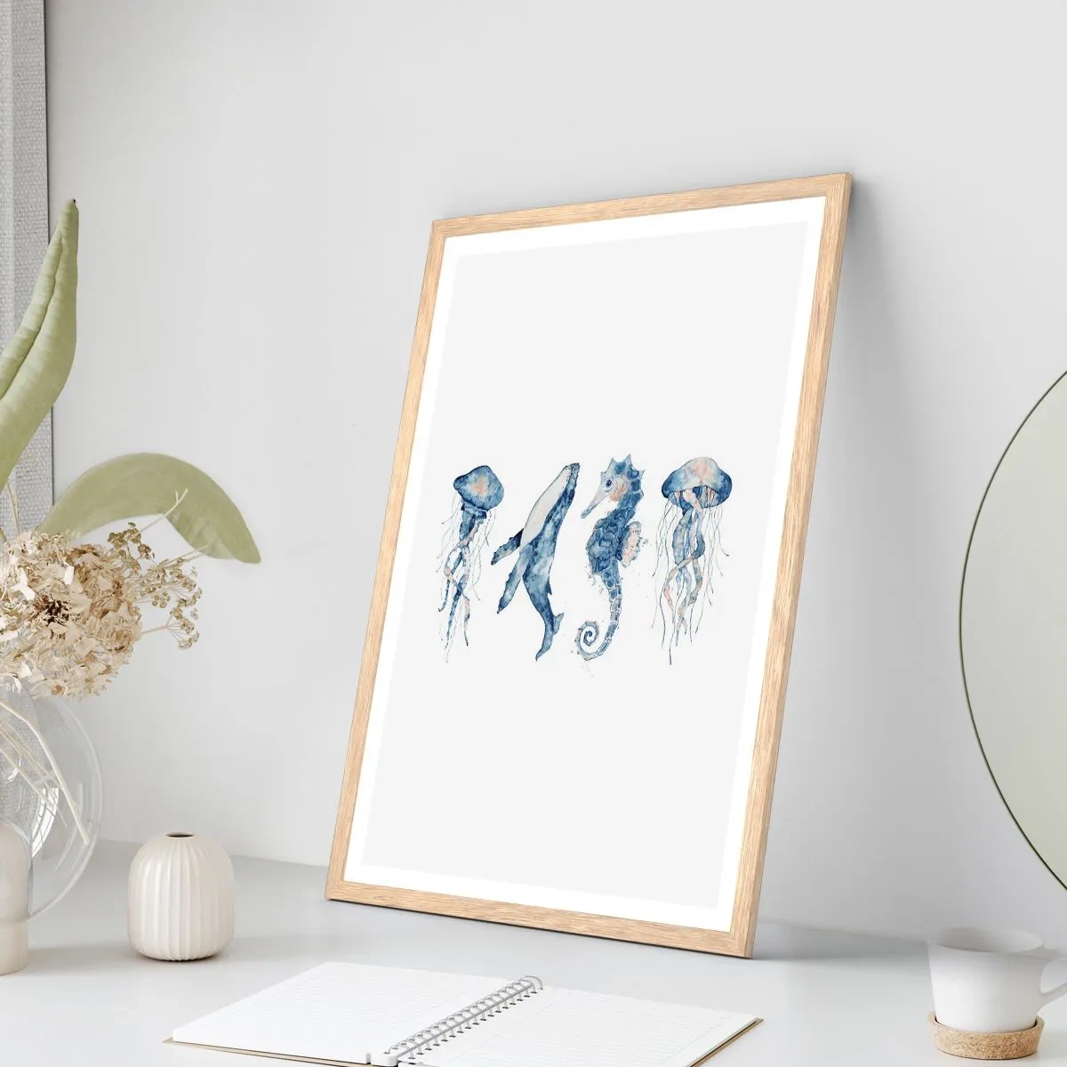 Plakát v rámu světlý dub - Mořská divočina - 50x70 cm