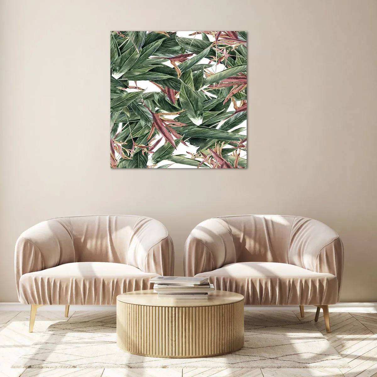 Obraz na skle - Smaragdově-liliové houští - 50x50 cm