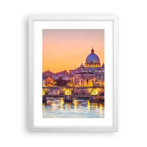 Plakát v bílém rámu - Soumrak nad Věčným městem - 30x40 cm