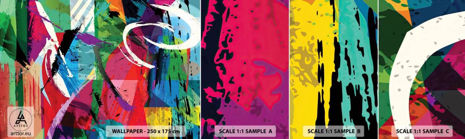 Vzor Fototapety Samolepicí Deluxe Sticker - Rychle, živě a čile - Abstrakce, Kus, Moderní umění - 100x30 cm