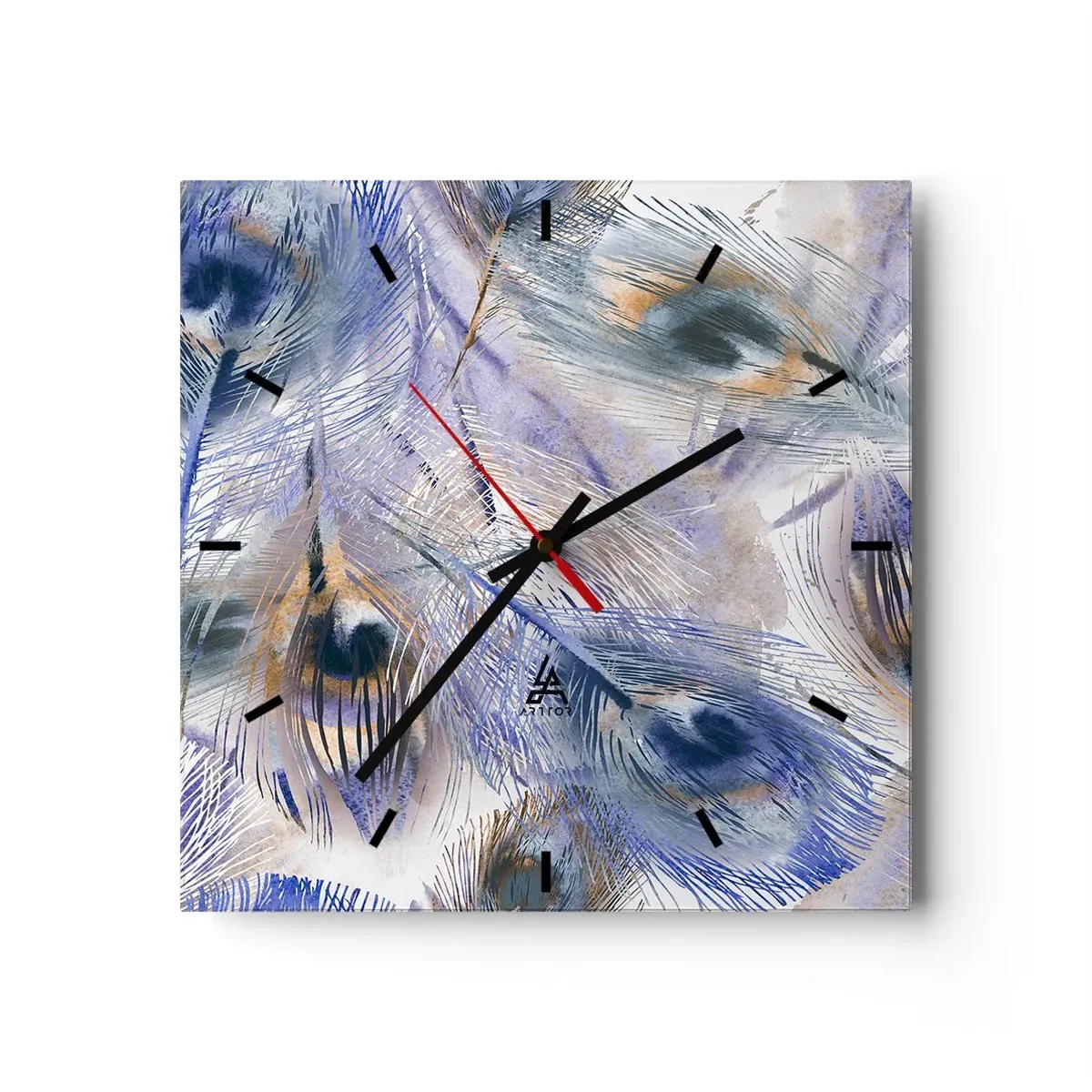 Nástěnné hodiny - Kompozice pavího oka - 30x30 cm