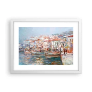 Plakát v bílém rámu - Pastelová dovolená - 40x30 cm