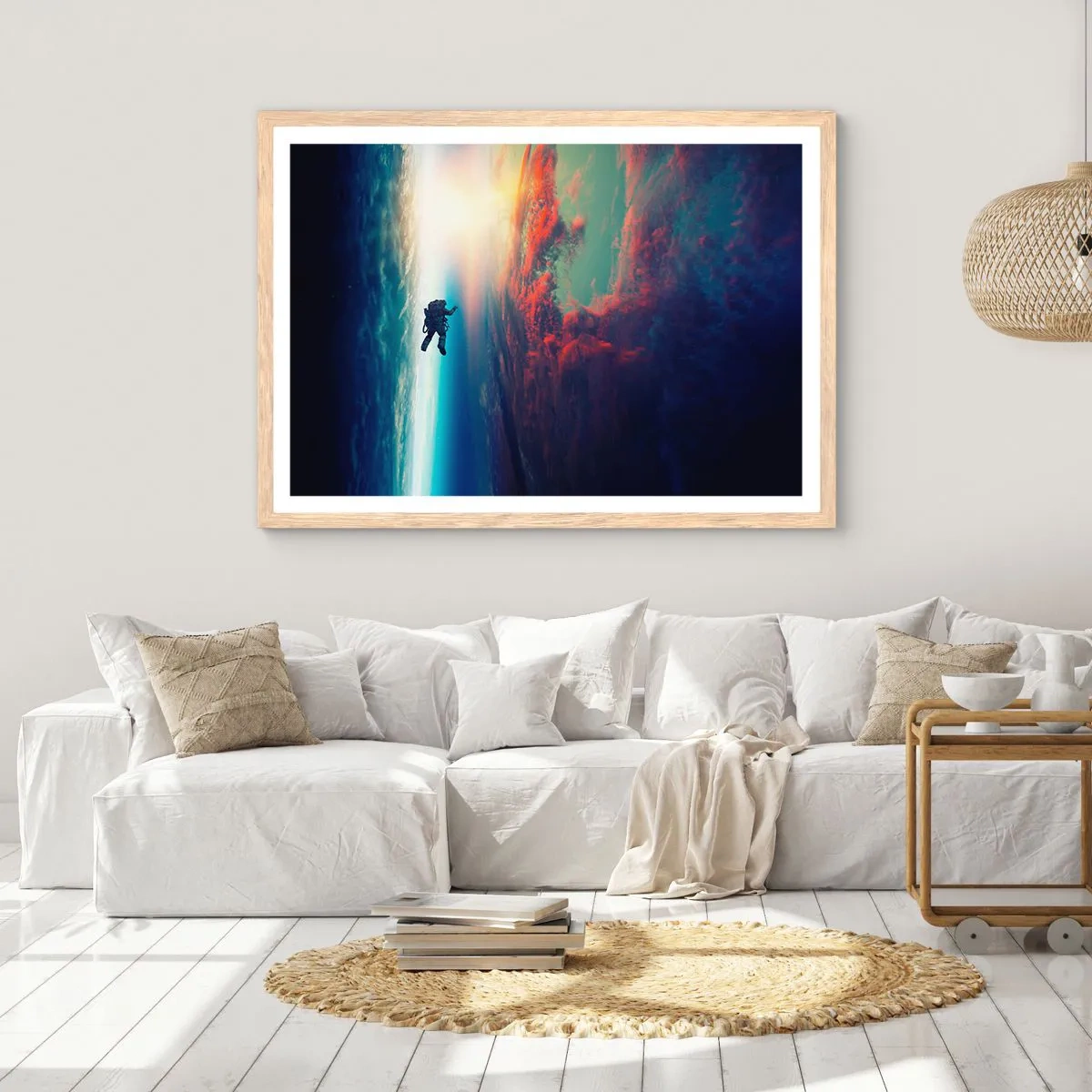 Plakát v rámu světlý dub - Tváří v tvář vesmíru - 70x50 cm