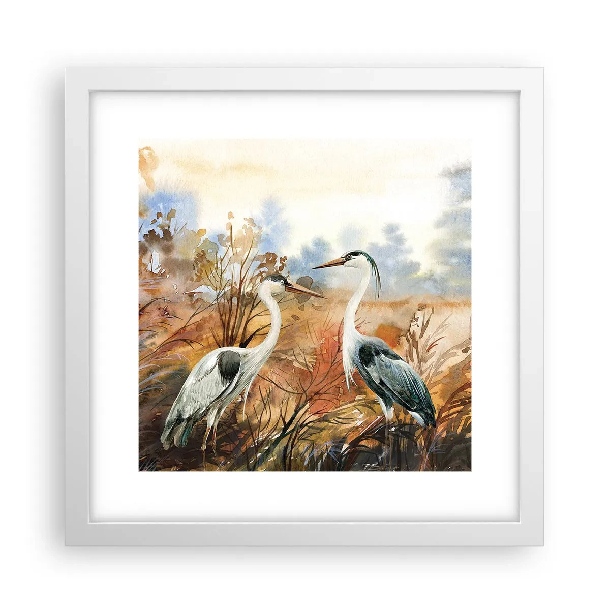 Plakát v bílém rámu - Kam na podzim? - 30x30 cm