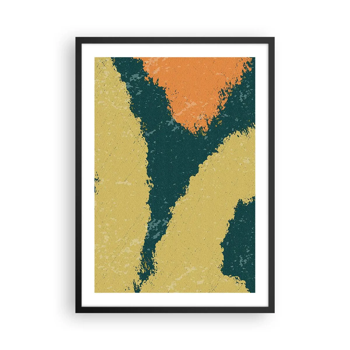 Plakát v černém rámu - Abstraktní barevné skvrny v odstínech zelené a oranžové - 50x70cm - Abstrakce – zpomalený pohyb - Moderní nástěnná dekorace do obývacího pokoje a ložnice ARTTOR