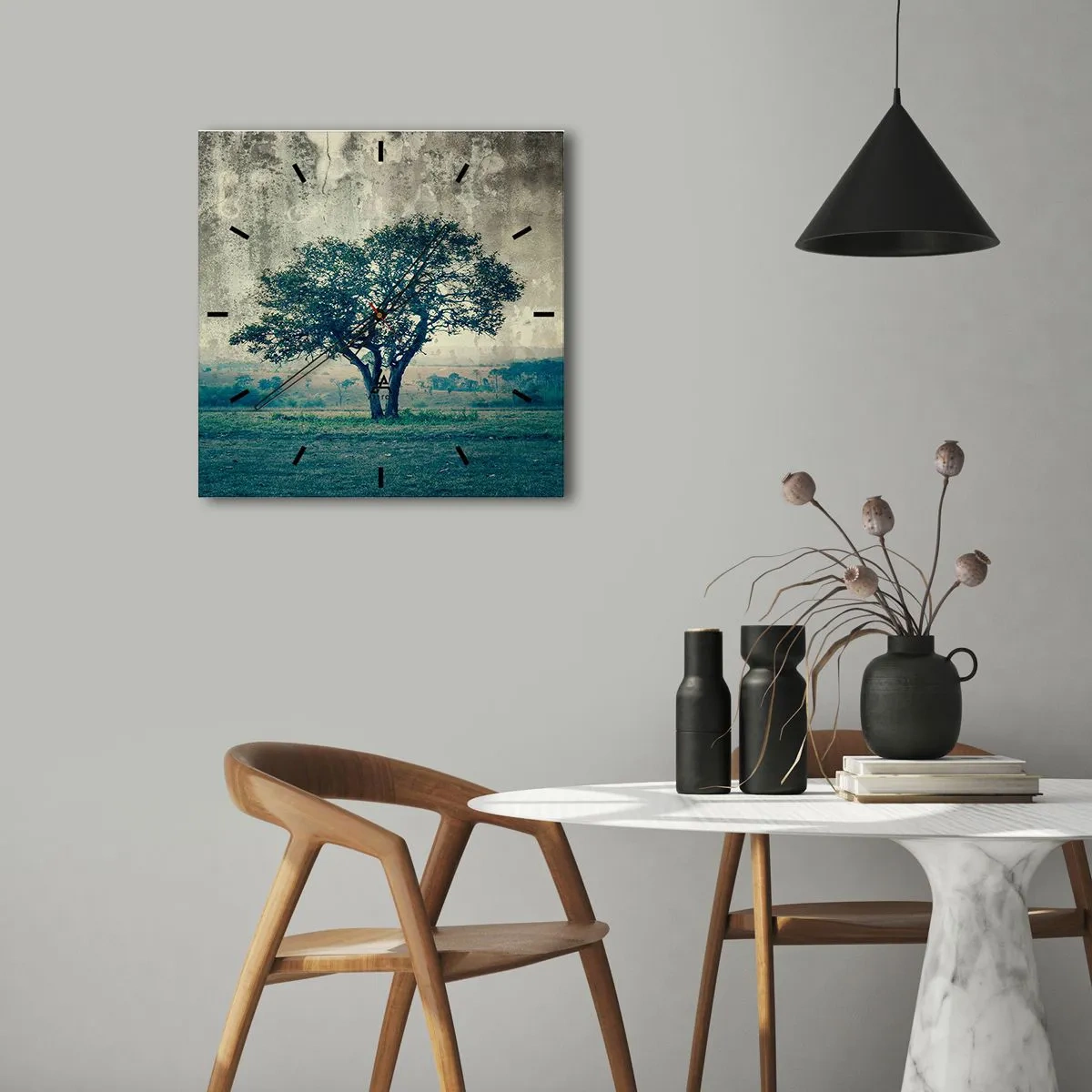 Nástěnné hodiny - Jabloň na modrém poli? - 30x30 cm