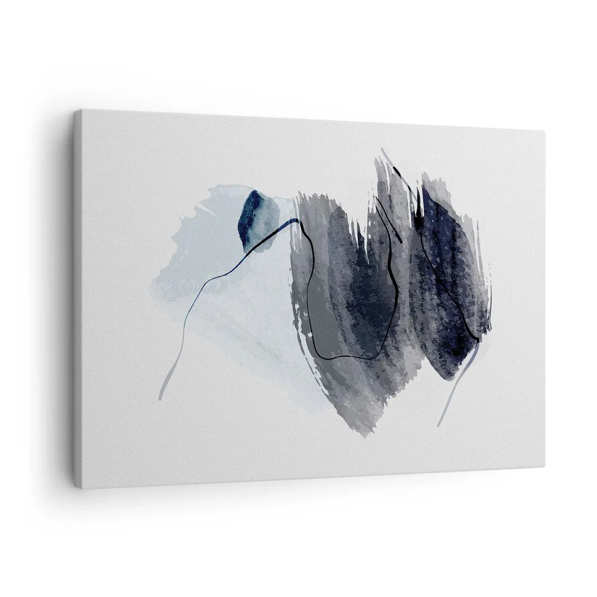Obraz na plátně - Abstraktní kompozice v odstínech šedé a modré - 70x50cm - Intenzita a pohyb - Moderní nástěnná dekorace do obývacího pokoje a ložnice ARTTOR
