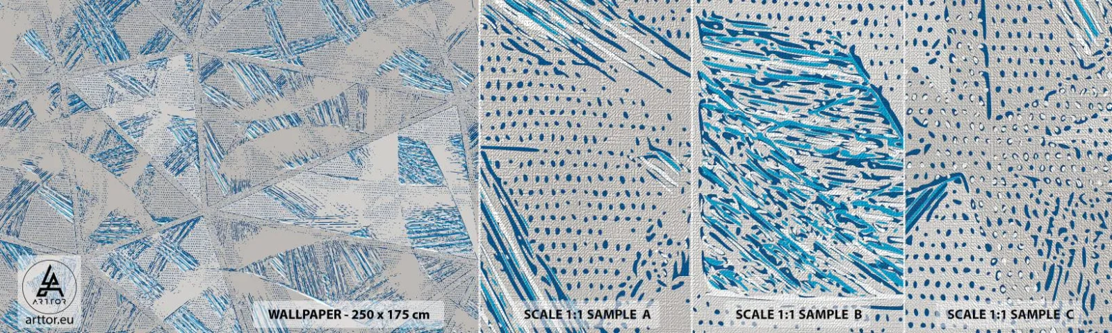 Vzor Fototapety Premium Canvas - V šedomodrém labyrintu - Klikyháky, Jasný, Chaos - 100x30 cm