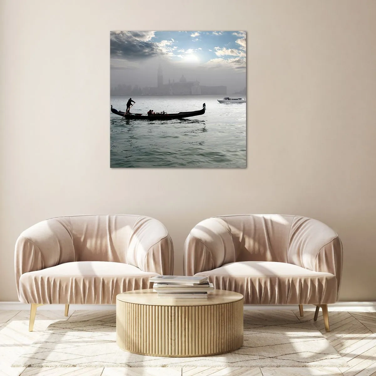 Obraz na skle - Pohádkové město z vody a mlhy - 70x70 cm