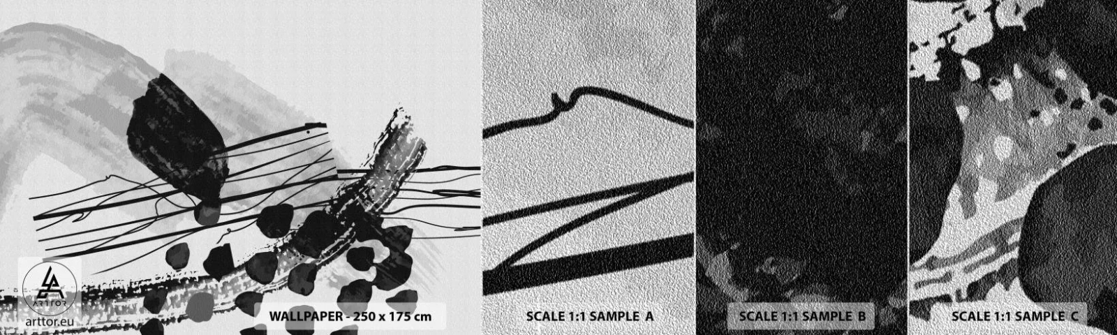 Vzor Fototapety Premium Sand - Černobílá organická abstrakce - Abstrakce, Moderní, Kus - 100x30 cm