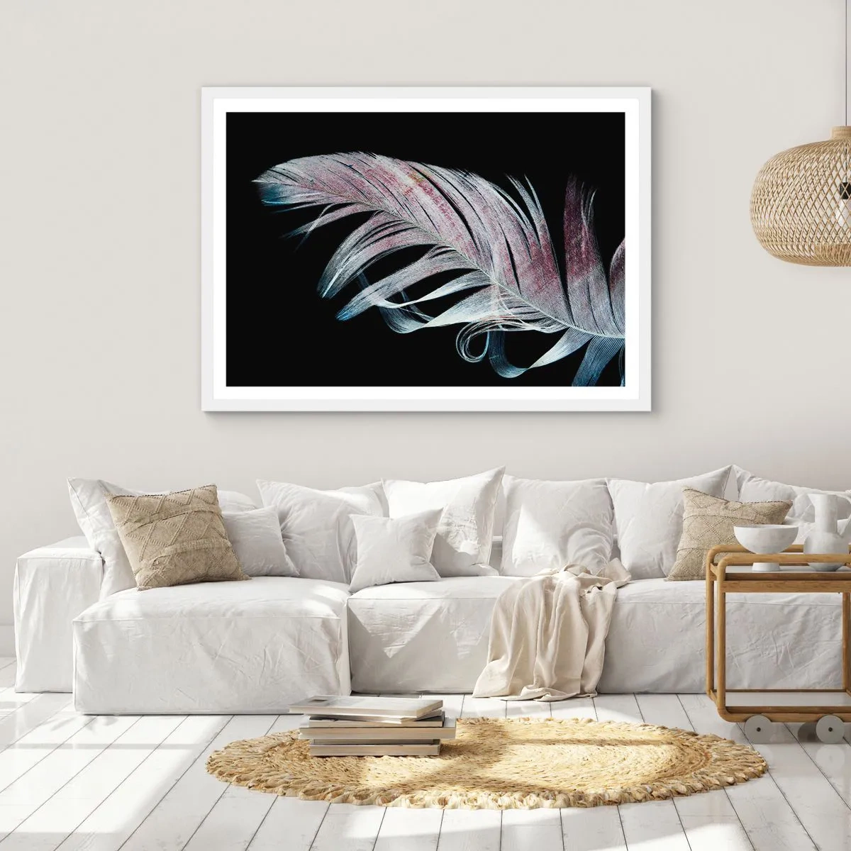 Plakát v bílém rámu - Přemýšlejte o dotyku - 91x61 cm