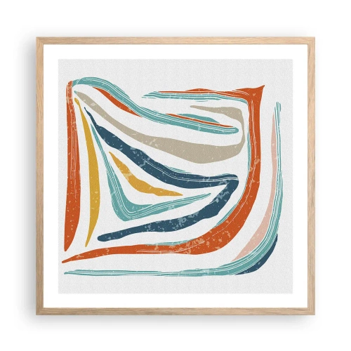 Plakát v rámu světlý dub - Přátelsky usměvavá abstrakce - 60x60 cm