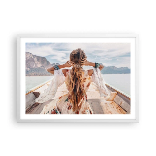 Plakát v bílém rámu - Na cestě ke štěstí - 70x50 cm