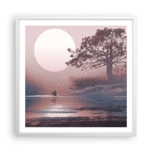 Plakát v bílém rámu - Noční zázraky - 60x60 cm