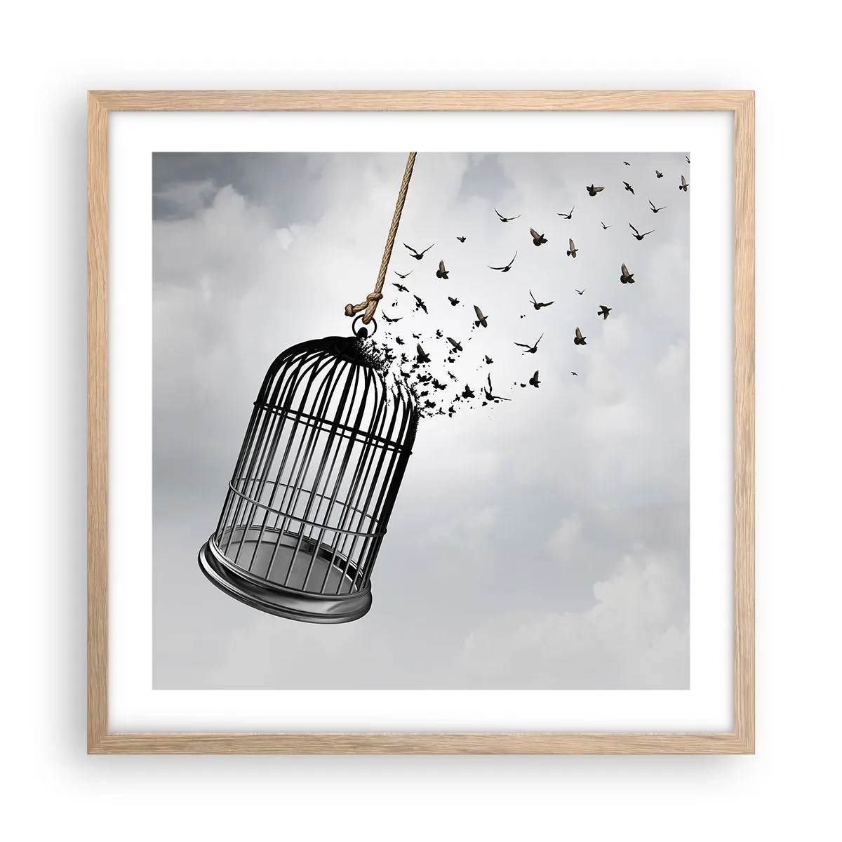 Plakát v rámu světlý dub - Víra… naděje… svoboda! - 50x50 cm