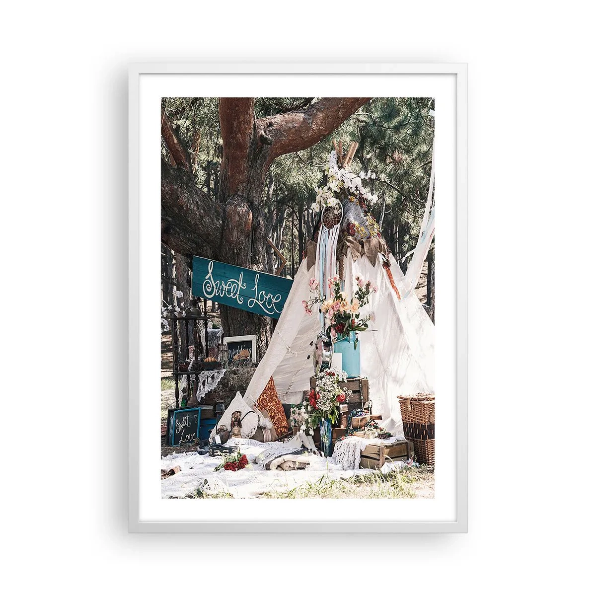 Plakát v bílém rámu - Make love… - 50x70 cm