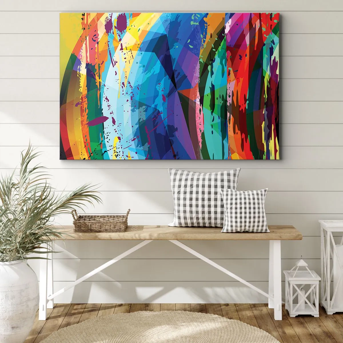 Obraz na plátně - Barevná abstrakce v dynamických vzorech a tvarech - 70x50cm - Barevná závrať - Moderní nástěnná dekorace do obývacího pokoje a ložnice ARTTOR