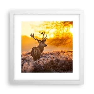 Plakát v bílém rámu - Král podzimního lesa - 30x30 cm