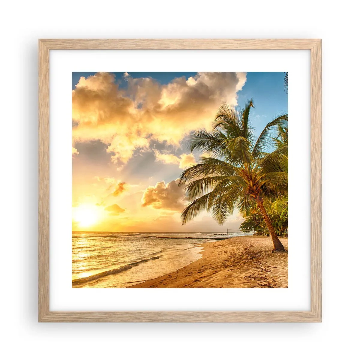 Plakát v rámu světlý dub - Věčné léto, vždy prázdniny - 40x40 cm