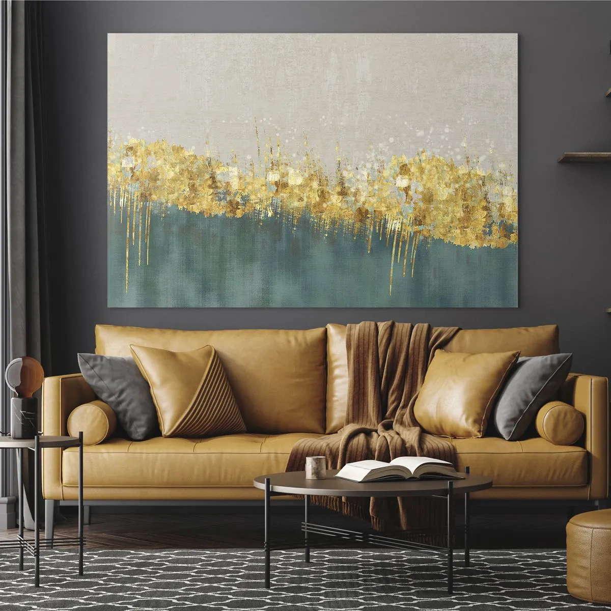 Obraz na skle - Zlatá hranice - 120x80 cm