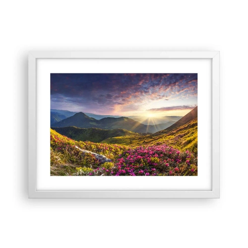 Plakát v bílém rámu - Svěžest horského rána - 40x30 cm