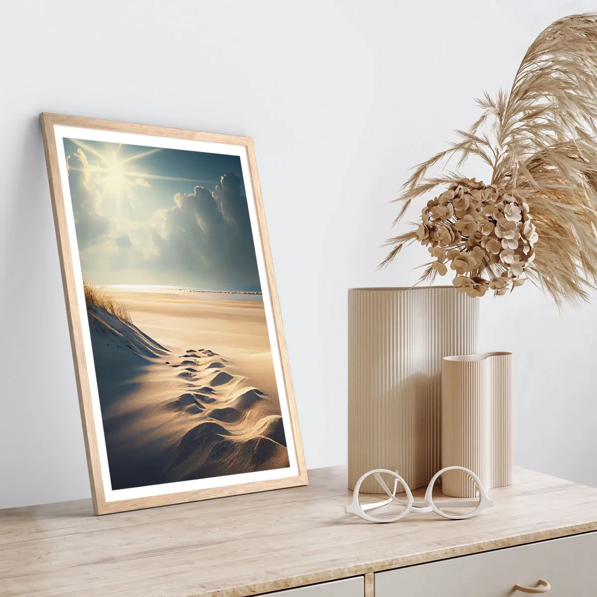 Plakát v rámu světlý dub - Uklidňující krajina - 70x100 cm