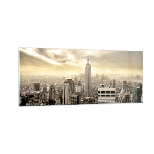 Obraz na skle - New York utkaný z šedi - 100x40 cm